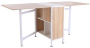 HOMCOM Mesa Dobrável de Arrumação 4 Prateleiras para Sala de Jantar Mesa Auxiliar de Madeira 169x62x75 cm Carvalho e Branco | Aosom Portugal