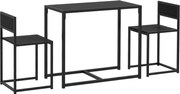 HOMCOM Conjunto 3 Peças Mesa e 2 Banquetas 90x47x76 cm Preto | Aosom Portugal