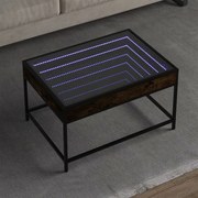 vidaXL Mesa de centro luzes LED Infinity 70x50x41 cm carvalho fumado