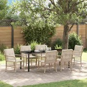 vidaXL Conjunto de Jardim 7 Peças com Almofadas Bege em Rattan Sintético