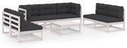 vidaXL 8 pcs conjunto lounge de jardim com almofadões pinho maciço