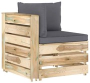 vidaXL Sofá de canto seccional c/ almofadões madeira impregnada verde