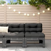 vidaXL Sofás de centro para jardim 2 pcs madeira pinho maciça cinzento