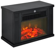 HOMCOM Lareira Elétrica Portátil Termostato Ajustável 600W1200W Efeito Chama Realista Design Compacto 34x17x25cm Preta | Aosom Portugal