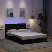 vidaXL Estrutura de cama com LED sem colchão 140x190 cm tecido preto
