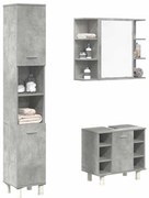 vidaXL 3 pcs conj. móveis casa banho derivados madeira cinza cimento