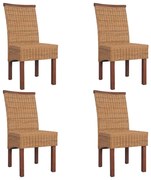vidaXL Cadeiras de jantar 4 pcs vime genuíno castanho