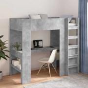 vidaXL Estrutura de Cama Loft com Mesa Cinzento 90 x 190 cm