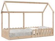 Cama infantil formato casa 80x200 cm madeira de pinho maciça