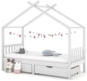 Cama para crianças c/ gavetas 90x200 cm pinho maciço branco