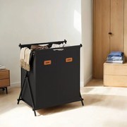 Cesto de roupa suja 115 litros e com 2 compartimentos 60 x 40 x 66 cm preto