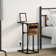 vidaXL Mesa-de-cabeceira Carvalho fumado 41.5 x 26 x 60.5 cm