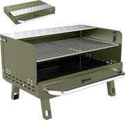 Outsunny Churrasqueira a Carvão Dobrável 52x37x31,8 cm com Grelha Ajustável Prateleira Lateral Dobrável e Bandeja Removível Verde | Aosom Portugal