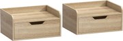 HOMCOM Conjunto de 2 Mesas de Cabeceira Suspensas com 1 Gaveta para Quarto 40x30x19,5 cm Madeira | Aosom Portugal