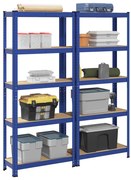 vidaXL Prateleiras de armazenamento de 5 camadas 2 pcs aço azul