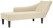 vidaXL Chaise lounge com tecido creme para apoio de braço direito