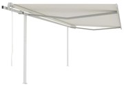 vidaXL Toldo retrátil automático com postes 4,5x3 m cor creme