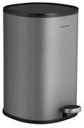 Lixeira SONGMICS, lixeira de banheiro de 5 L, lixeira de pedal de aço, com balde interno, tampa de fechamento suave e alça, para banheiro, vaso sanitário, cinza e preto LTB14GS