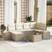 vidaXL Conjunto de Sofá de Jardim com 7 Peças e Almofadas em Rattan Sintético Marrom