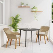 vidaXL Conjunto de Jantar de Jardim 3 Peças Bege em Rattan Sintético