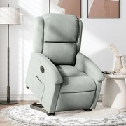 vidaXL Poltrona reclinável elevatória elétrica veludo cinzento-claro