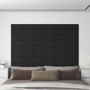 vidaXL Painel de parede 12 pcs 30x15 cm couro artificial 0,54 m² preto