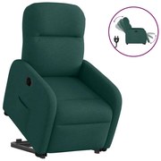 vidaXL Poltrona reclinável elevatória elétrica tecido verde-escuro