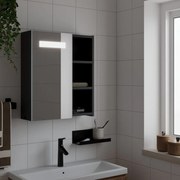 vidaXL Armário espelhado p/ casa de banho c/ LEDs 45x13x52 cm preto