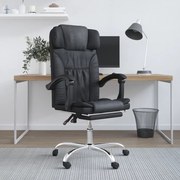 Cadeira escritório massagens reclinável couro artificial preto