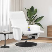 vidaXL Cadeira massagens reclinável c/apoio pés couro artif. branco