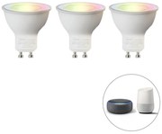 Conjunto de 3 lâmpadas LED inteligentes GU10 RGBW 5W 350lm 2200-4000K