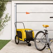 vidaXL Reboque bicicleta p/ animais tecido oxford/ferro amarelo/preto