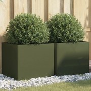 vidaXL Vasos/floreiras 2 pcs 42x40x39 cm aço verde azeitona