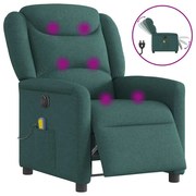 vidaXL Poltrona reclinável de massagens elétrica tecido verde-escuro