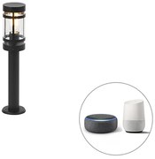LED Candeeiro de exterior inteligente preto 50 cm IP44 com Wi-Fi ST64 - Gleam Moderno