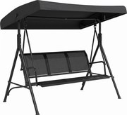 Outsunny Baloiço de Jardim Exterior de 3 Lugares com Toldo Reclinável Assento Respirável e Estrutura de Aço 175x118x159 cm Preto | Aosom Portugal