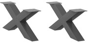 vidaXL Pés para mesa de centro em formato de X, 2 peças, antracite, 70x(30-31) cm, aço
