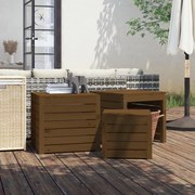 vidaXL 3 pcs conjunto de caixas de jardim pinho maciço castanho mel
