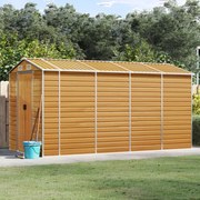 vidaXL Abrigo de jardim 191x385x198 cm aço galvanizado castanho-claro