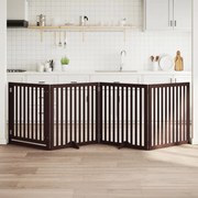 vidaXL Portão p/ cães c/ porta dobrável 4 painéis 320cm álamo castanho