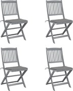 vidaXL Cadeiras exterior dobráveis c/ almofadões 4 pcs acácia maciça