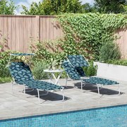 vidaXL Camas de Sol Reclináveis 2 peças com Estampa de Folhas em Tecido Oxford 600D