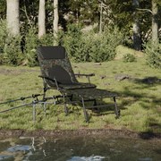 vidaXL Espreguiçadeira pesca c/ pernas ajustáveis dobrável camuflagem