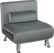 HOMCOM Poltrona dobrável com função de cama, poltrona relax dobrável em aspecto veludo, Encosto ajustável, 75 x 70 x 75 cm, Cinza | Aosom Portugal