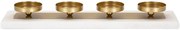 Castiçal Retangular em Metal Dourado e Mármore – 40x10x5 cm