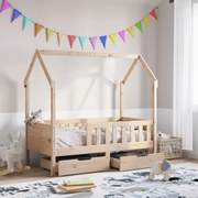 Estrutura de cama infantil c/ gavetas 70x140 cm pinho maciço