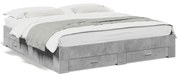 vidaXL Estrutura de cama c/ gavetas derivados de madeira cinza-cimento