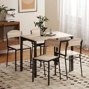 Conjunto de Mesa e Cadeiras de Refeição Mesa de Cozinha Retangular com 4 Cadeiras Estilo Moderno Carvalho e Preto