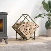 vidaXL Suporte para lenha aço laminado a frio verde azeitona