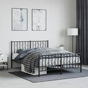 vidaXL Estrutura de cama com cabeceira e pés 135x190 cm metal preto